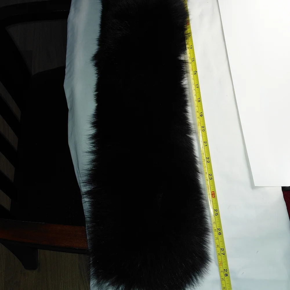 Plush Black Fox Fur Headband, Scarf, Collar, Wrap.